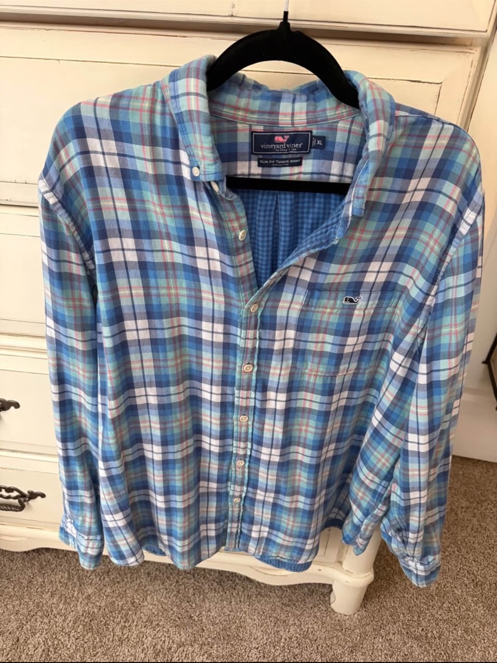 Vineyard Vines Men’s flannel Blue Plaid Button-Down Shirt. XL